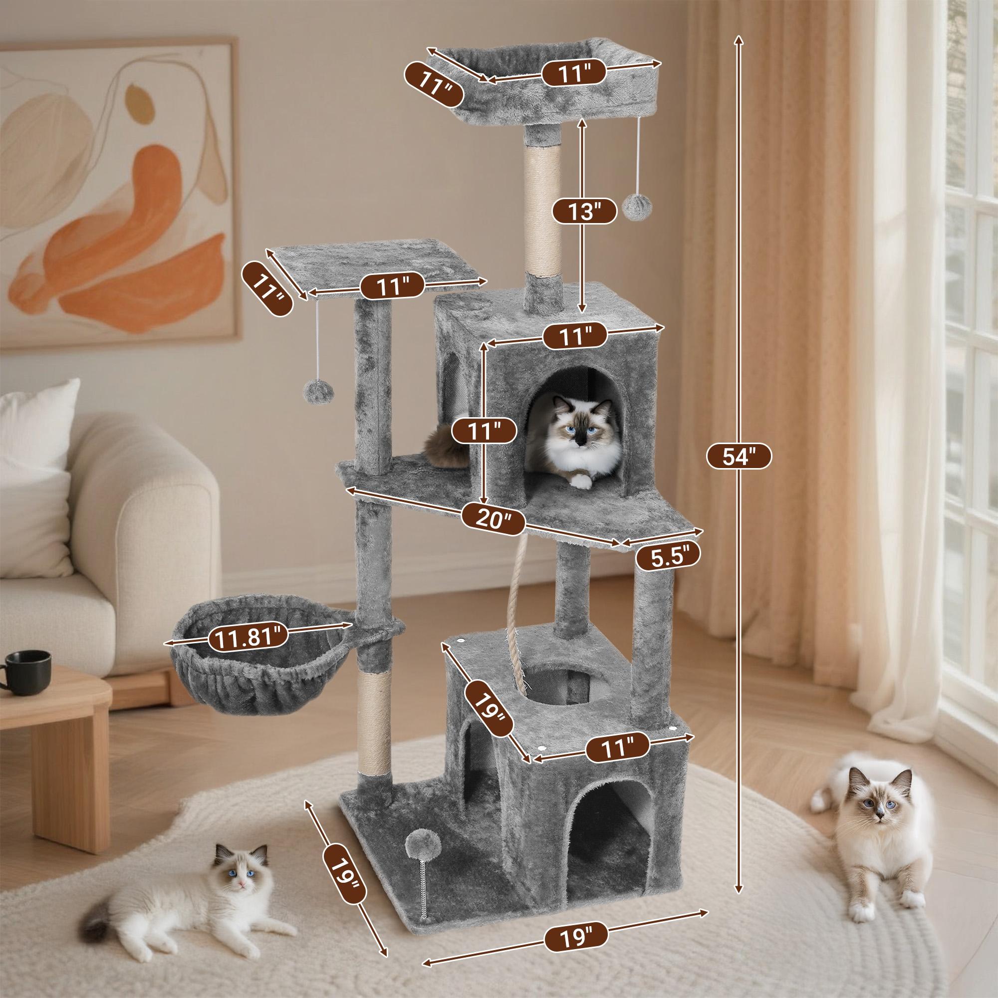 Cat Tree / Tower for Indoor with Green Leaves, Cat Condo Cozy Plush House with Hang Ball,  Pet Furniture with Scratching Posts cat  tree