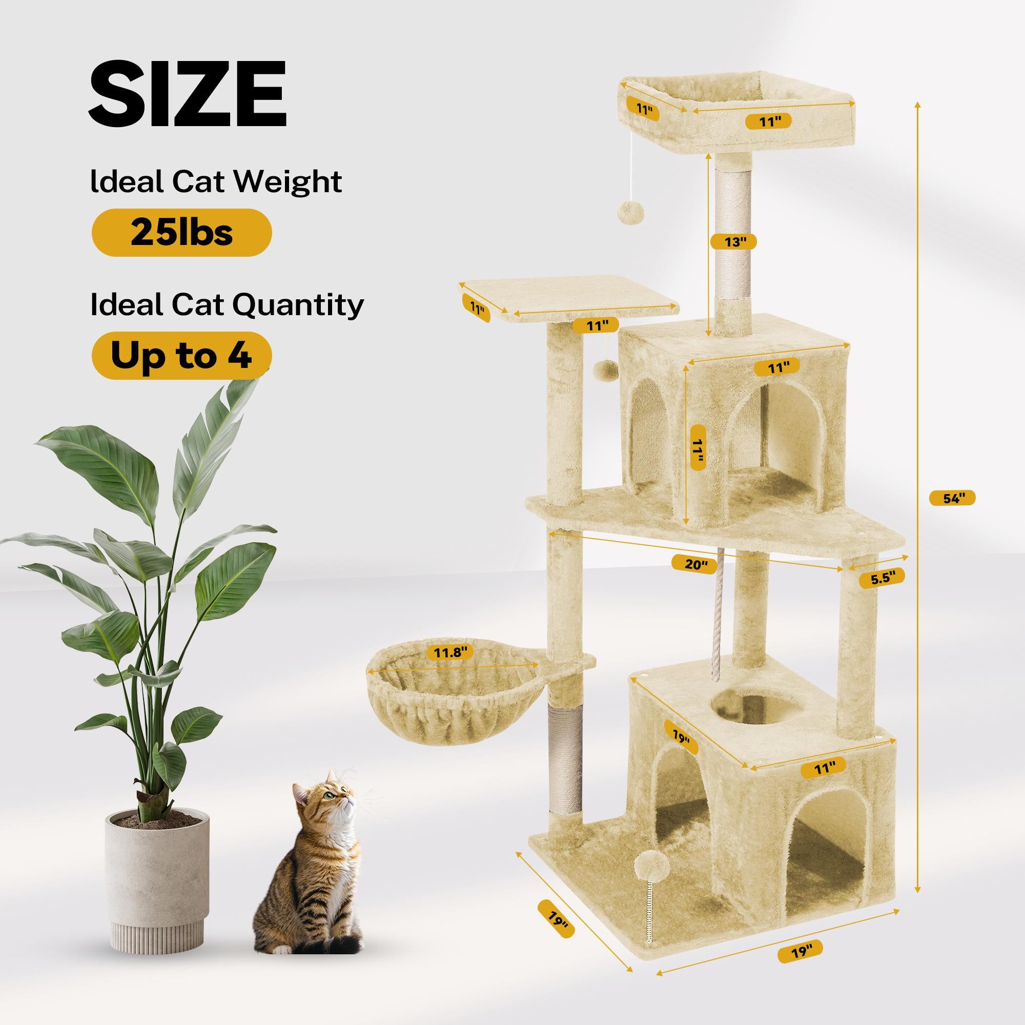 Cat Tree / Tower for Indoor with Green Leaves, Cat Condo Cozy Plush House with Hang Ball,  Pet Furniture with Scratching Posts cat  tree