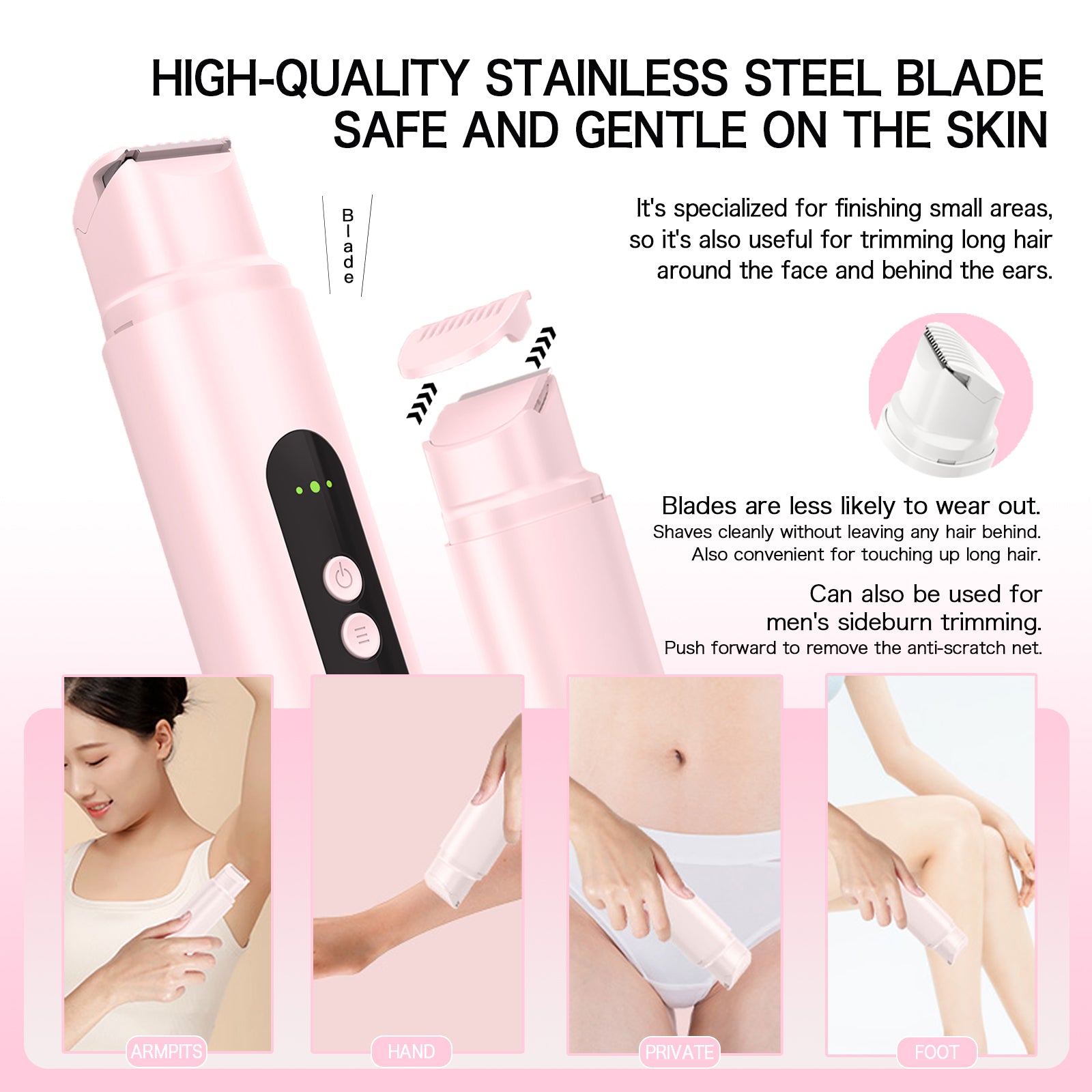 2-in-1 Waterproof Shaver for Women – Dual Head Bikini Trimmer for Body, Legs, Underarm & More