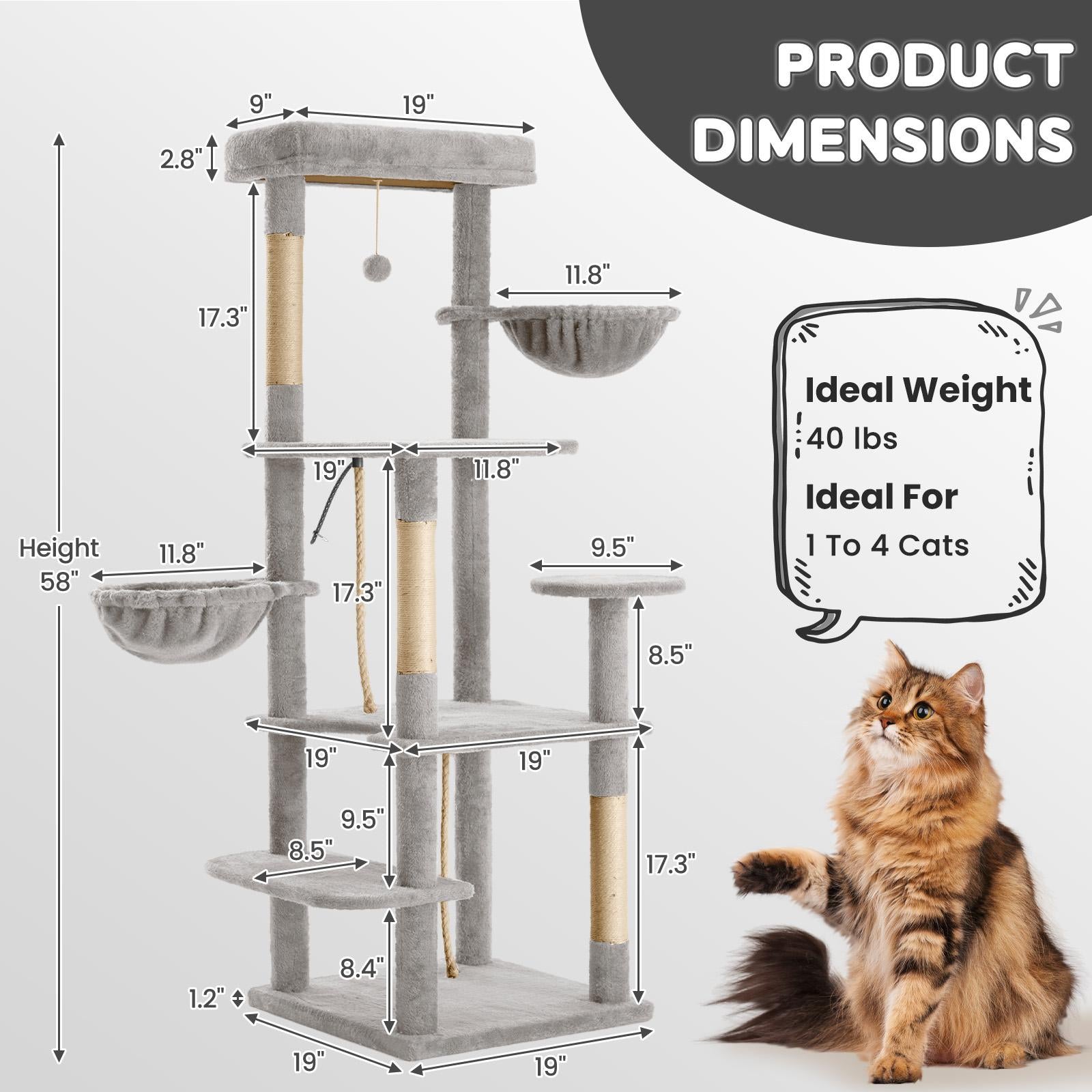 Cat Tree / Tower for Indoor with Green Leaves, Cat Condo Cozy Plush House with Hang Ball,  Pet Furniture with Scratching Posts cat  tree