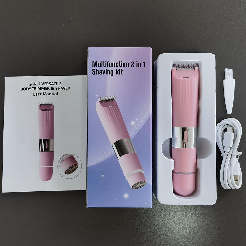 2 in 1 Electric Shaver for Women Dual Head Bikini Trimmer IPX4 Waterproof Wet & Dry Dual Use Body Hair Trimmer & Facial Epilator for Bikini Underarm Legs Arms Body Face