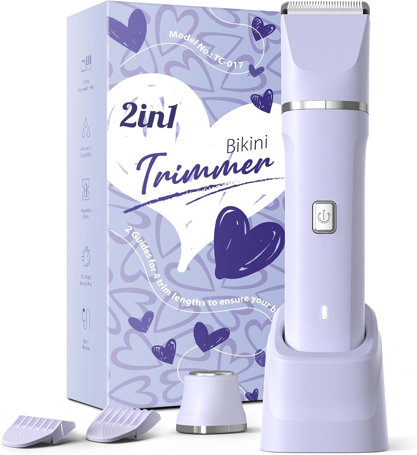 Bikini Trimmer for Women - Painless Electric Razors for Silk Skin,Cordless Body Shaver for Trip,Replaceable Lady Facial Razor, IPX7 Waterproof&Easy Cleaning, Stocking Stuffers Christmas Gifts