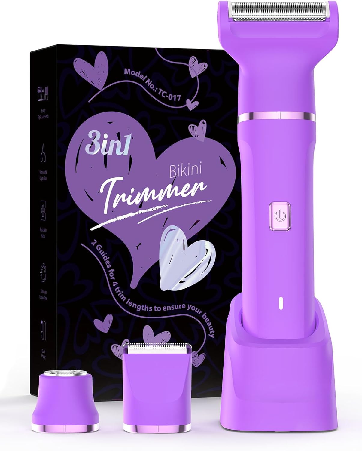 Bikini Trimmer for Women - Painless Electric Razors for Silk Skin,Cordless Body Shaver for Trip,Replaceable Lady Facial Razor, IPX7 Waterproof&Easy Cleaning, Stocking Stuffers Christmas Gifts