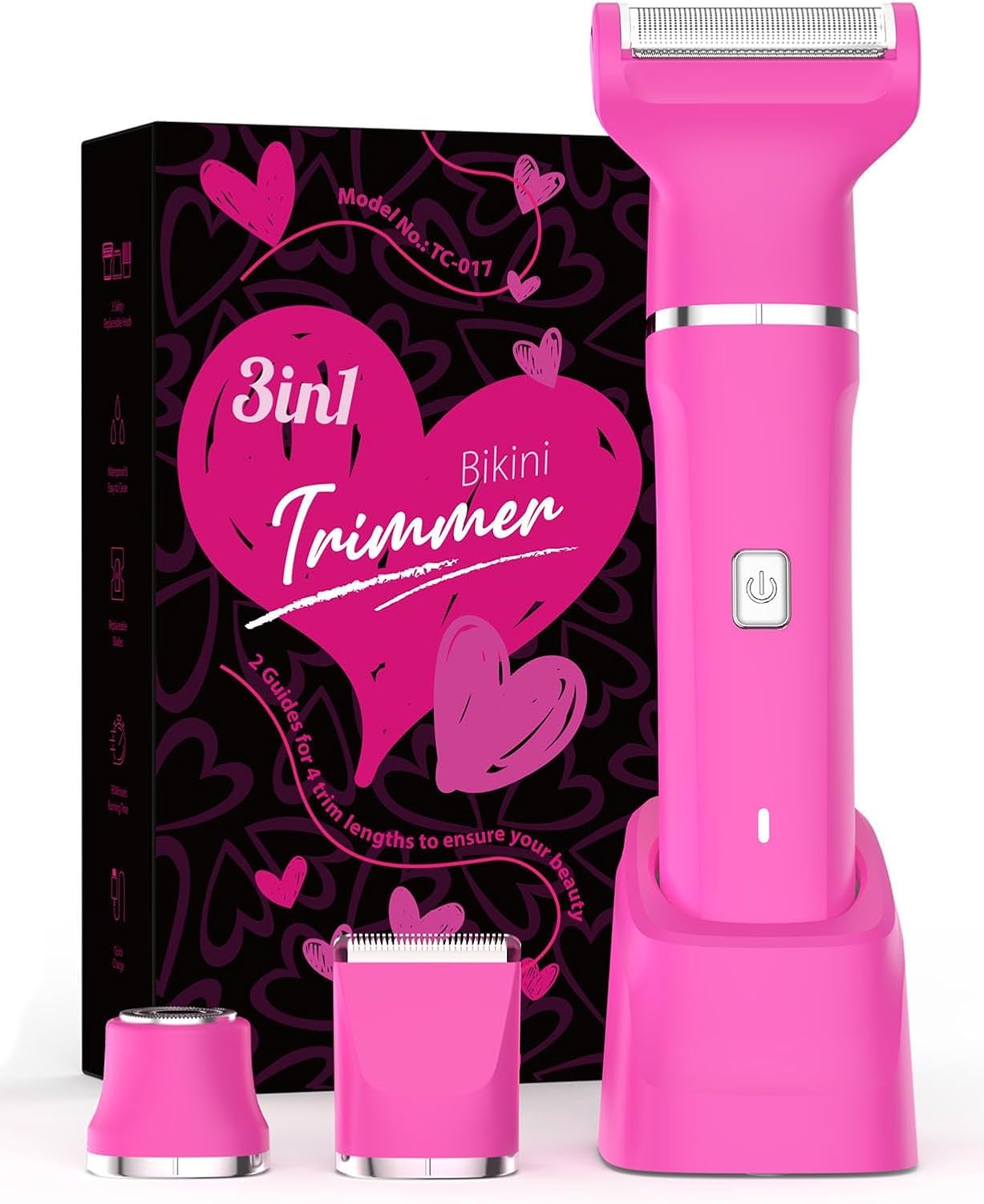 Bikini Trimmer for Women - Painless Electric Razors for Silk Skin,Cordless Body Shaver for Trip,Replaceable Lady Facial Razor, IPX7 Waterproof&Easy Cleaning, Stocking Stuffers Christmas Gifts