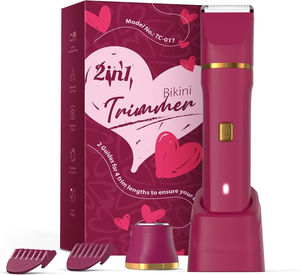 Bikini Trimmer for Women - Painless Electric Razors for Silk Skin,Cordless Body Shaver for Trip,Replaceable Lady Facial Razor, IPX7 Waterproof&Easy Cleaning, Stocking Stuffers Christmas Gifts