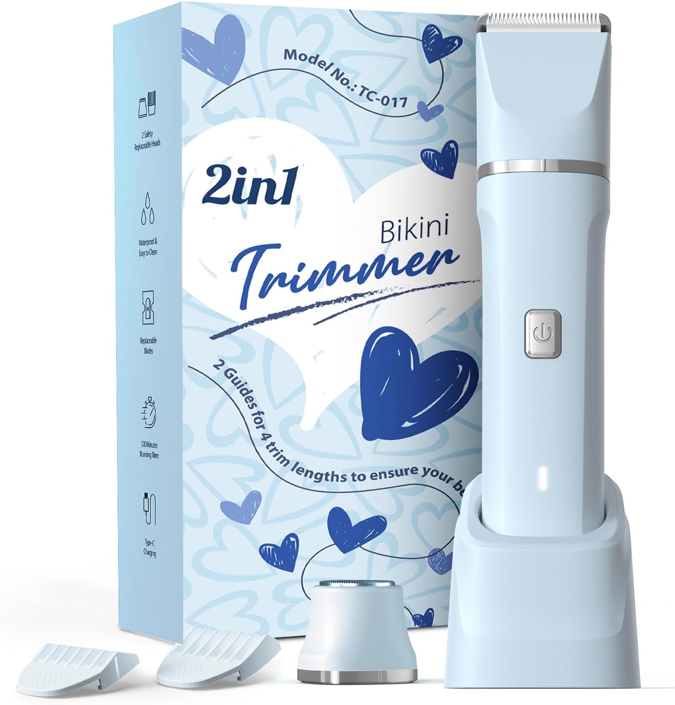 Bikini Trimmer for Women - Painless Electric Razors for Silk Skin,Cordless Body Shaver for Trip,Replaceable Lady Facial Razor, IPX7 Waterproof&Easy Cleaning, Stocking Stuffers Christmas Gifts