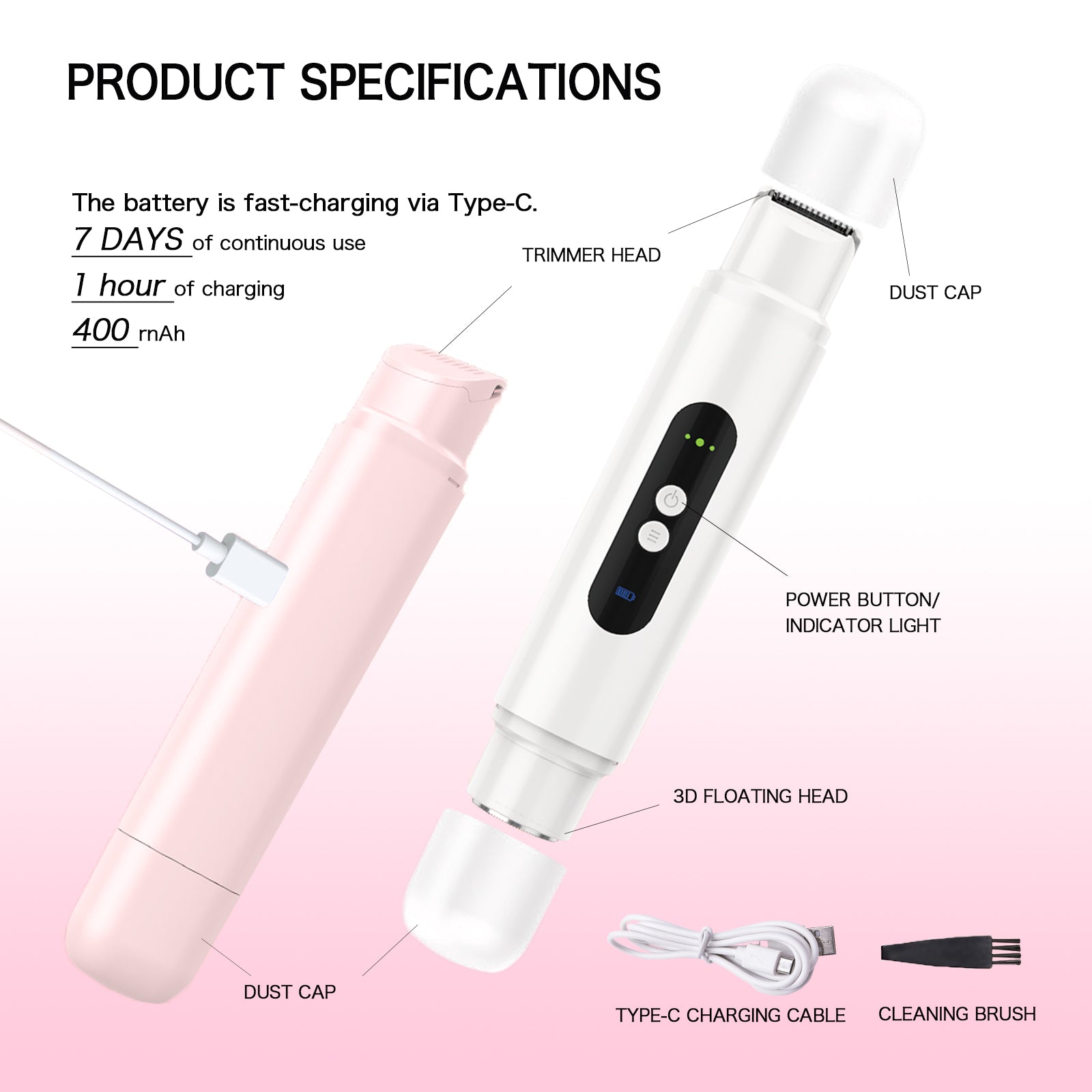 2-in-1 Waterproof Shaver for Women – Dual Head Bikini Trimmer for Body, Legs, Underarm & More