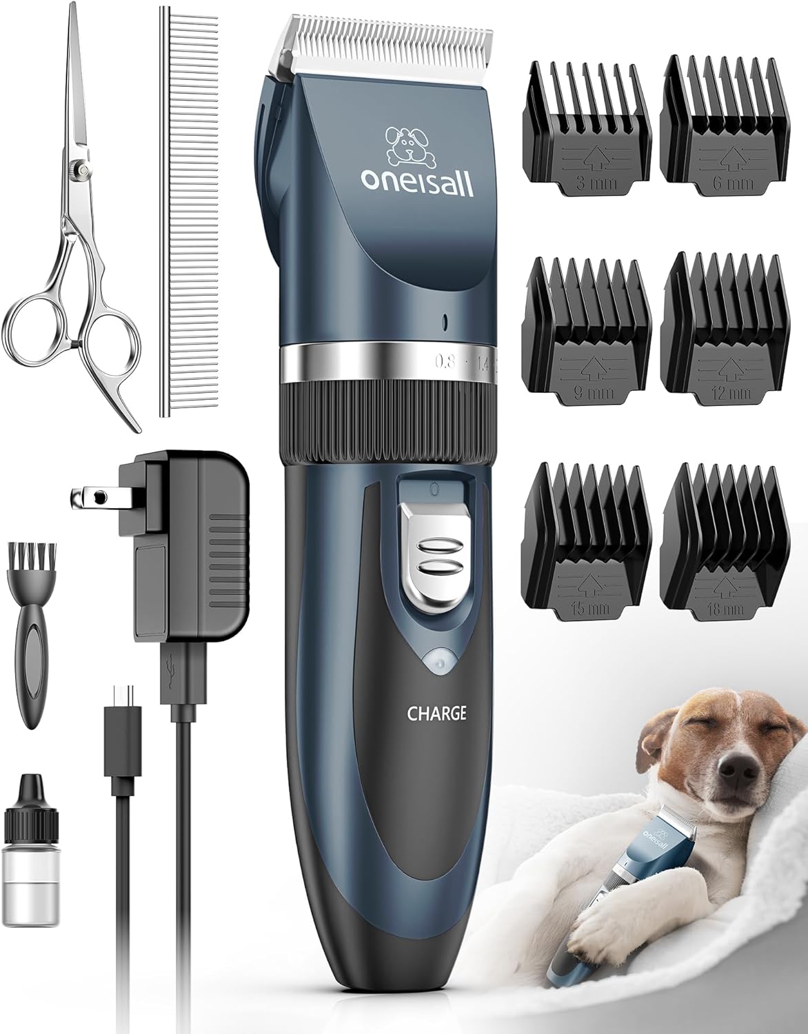 Dog Clipper Low Noise, Dog Grooming Kit with Rechargeable, Pet Shaver Cordless Electric Quiet Hair Clipper Set for Dogs Cats Pets（Gold）