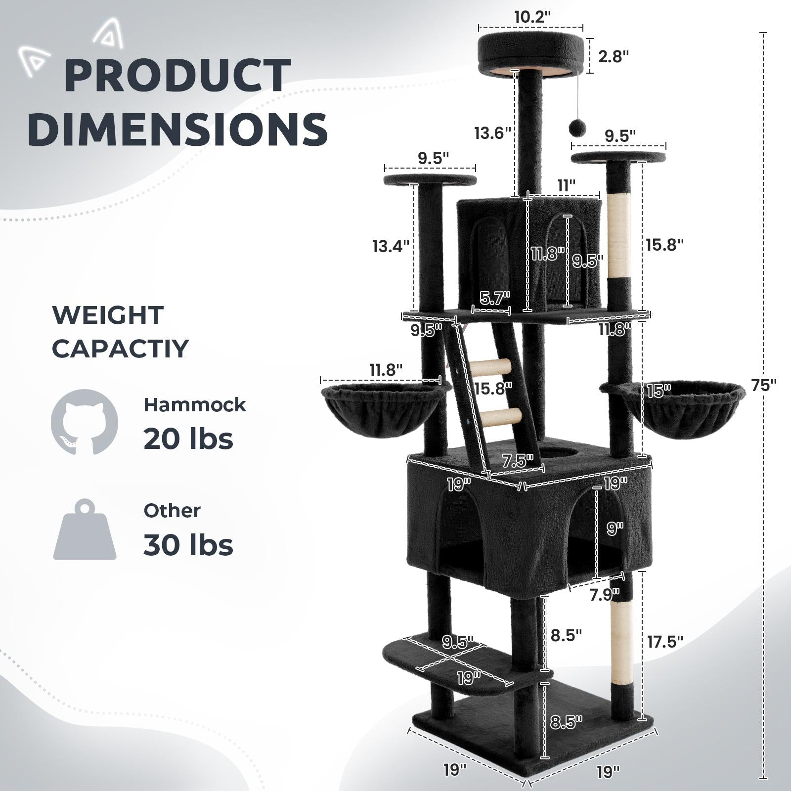 Cat Tree / Tower for Indoor with Green Leaves, Cat Condo Cozy Plush House with Hang Ball,  Pet Furniture with Scratching Posts cat  tree