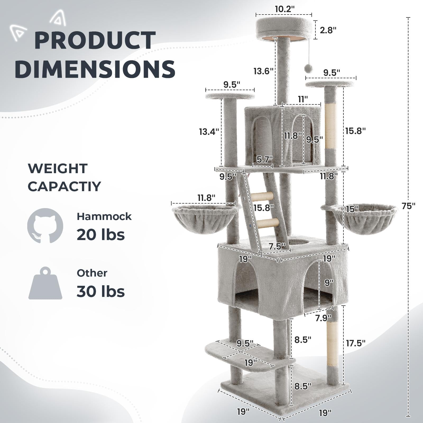 Cat Tree / Tower for Indoor with Green Leaves, Cat Condo Cozy Plush House with Hang Ball,  Pet Furniture with Scratching Posts cat  tree