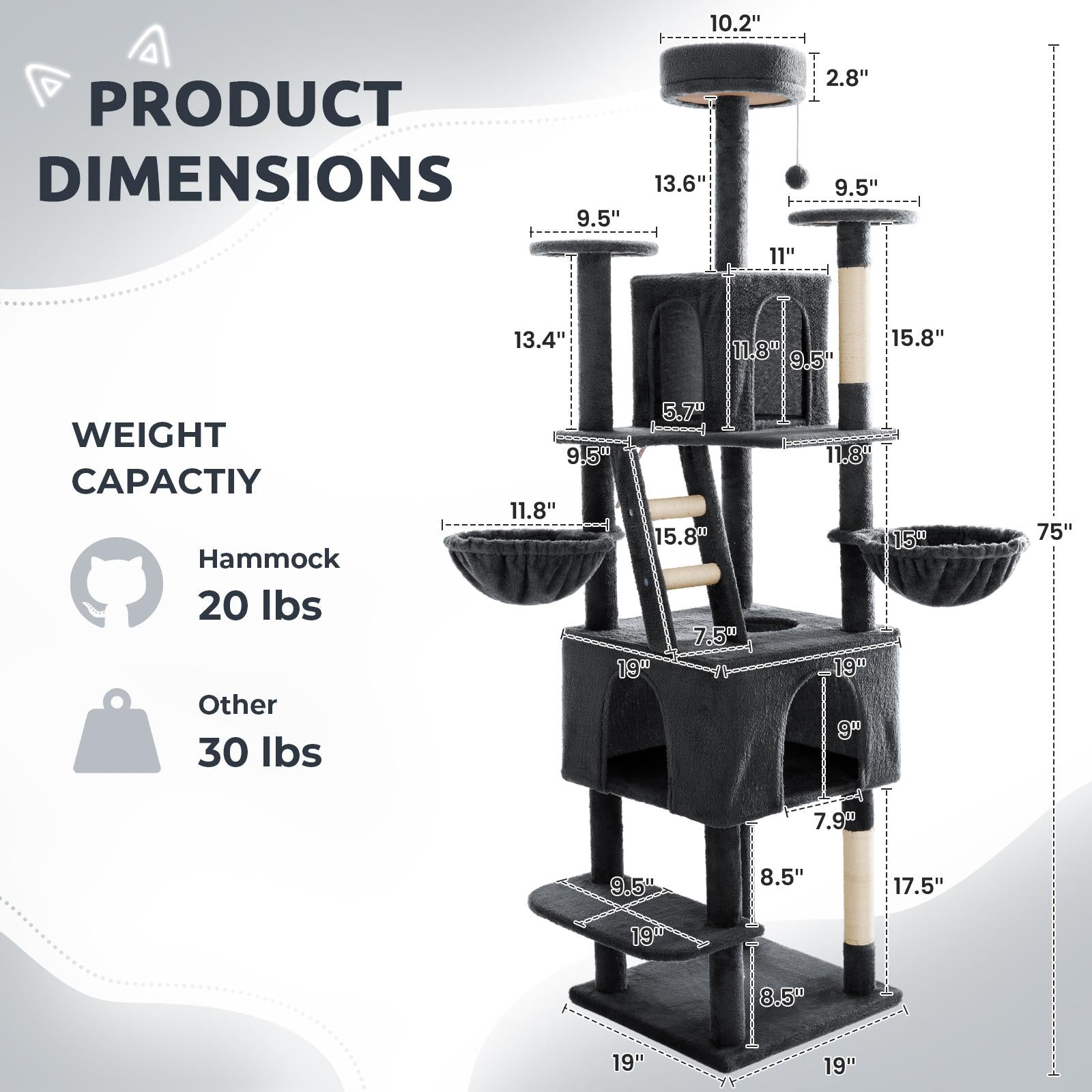 Cat Tree / Tower for Indoor with Green Leaves, Cat Condo Cozy Plush House with Hang Ball,  Pet Furniture with Scratching Posts cat  tree