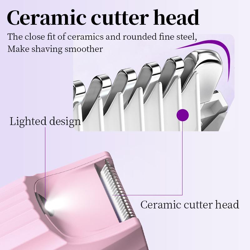 2 in 1 Electric Shaver for Women Dual Head Bikini Trimmer IPX4 Waterproof Wet & Dry Dual Use Body Hair Trimmer & Facial Epilator for Bikini Underarm Legs Arms Body Face