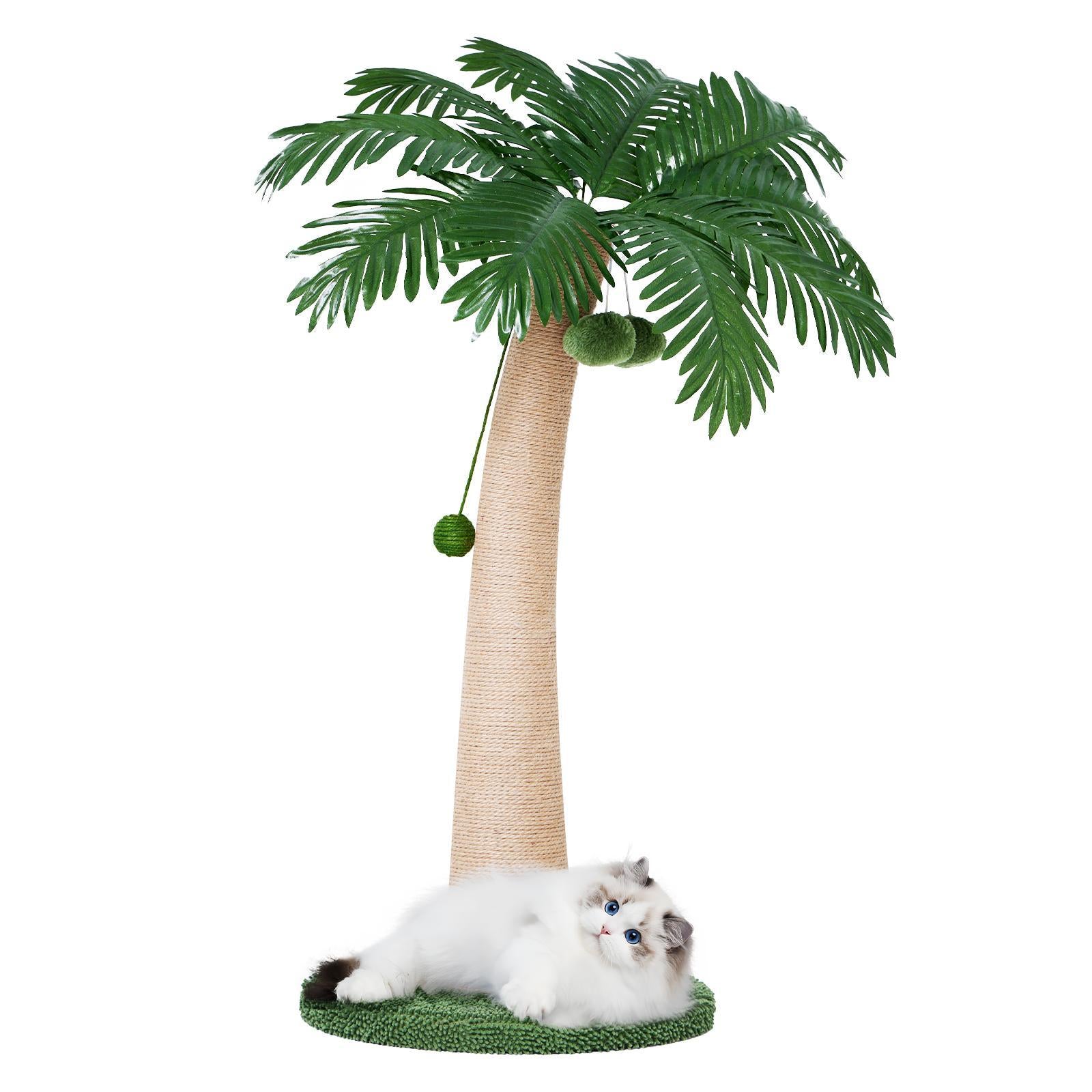 Cat Tree / Tower for Indoor with Green Leaves, Cat Condo Cozy Plush House with Hang Ball,  Pet Furniture with Scratching Posts cat  tree
