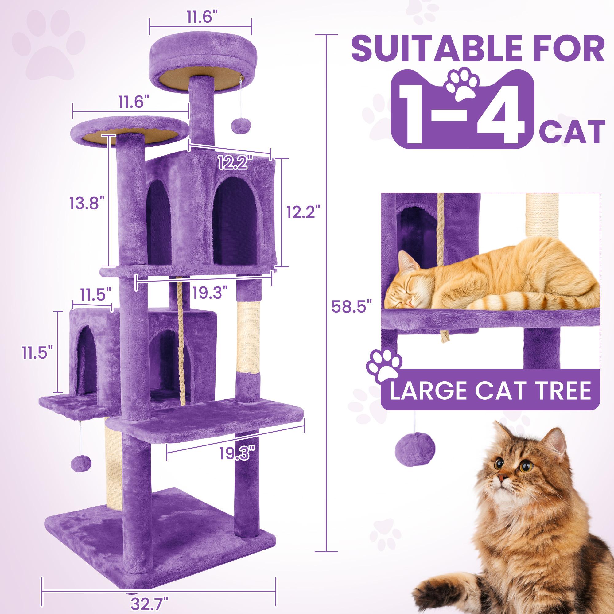 Cat Tree / Tower for Indoor with Green Leaves, Cat Condo Cozy Plush House with Hang Ball,  Pet Furniture with Scratching Posts cat  tree