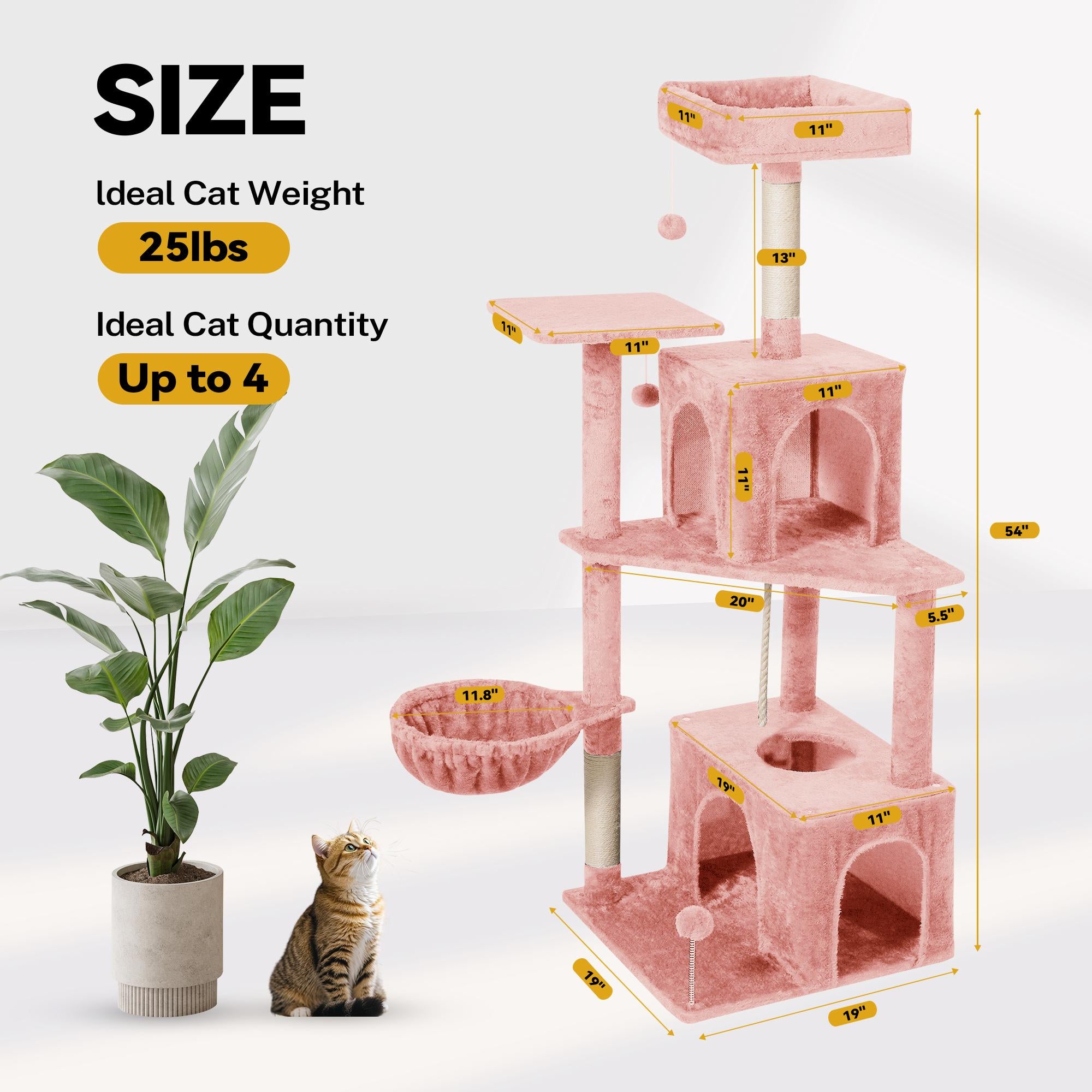 Cat Tree / Tower for Indoor with Green Leaves, Cat Condo Cozy Plush House with Hang Ball,  Pet Furniture with Scratching Posts cat  tree