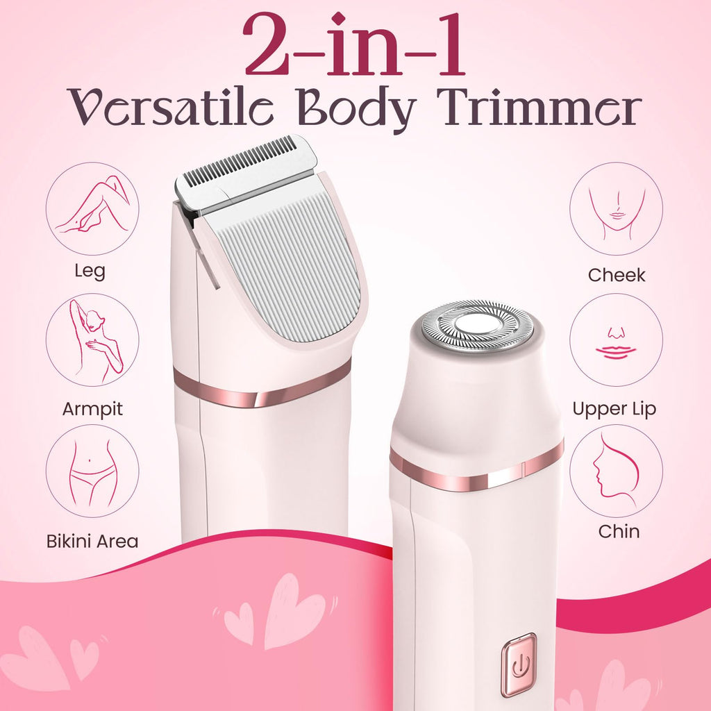 Bikini Trimmer for Women - Painless Electric Razors for Silk Skin,Cordless Body Shaver for Trip,Replaceable Lady Facial Razor, IPX7 Waterproof&Easy Cleaning, Stocking Stuffers Christmas Gifts