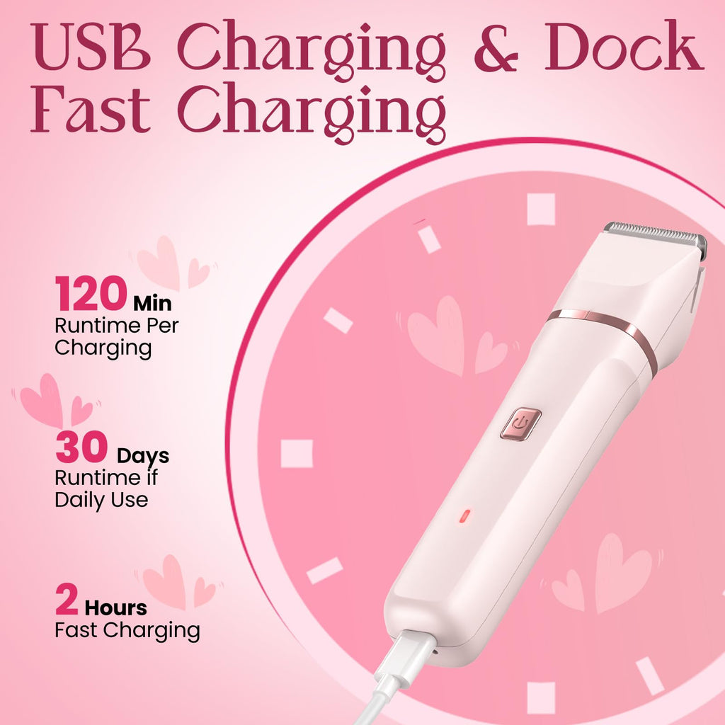 Bikini Trimmer for Women - Painless Electric Razors for Silk Skin,Cordless Body Shaver for Trip,Replaceable Lady Facial Razor, IPX7 Waterproof&Easy Cleaning, Stocking Stuffers Christmas Gifts