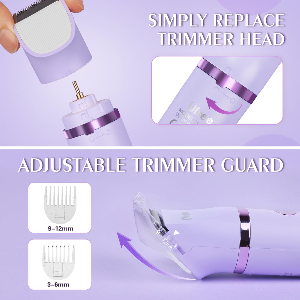 Bikini Trimmer Electric Razors for Women, Rechargeable Pubic Body Hair Trimmer Electric Shaver for Legs Body Hair, Bikini Shaver IPX7 Waterproof, Gifts for Women, Purple