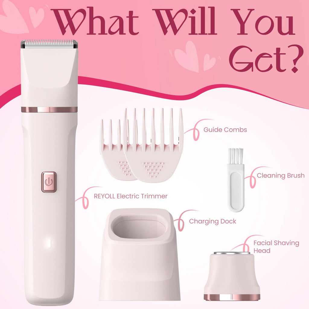 Bikini Trimmer for Women - Painless Electric Razors for Silk Skin,Cordless Body Shaver for Trip,Replaceable Lady Facial Razor, IPX7 Waterproof&Easy Cleaning, Stocking Stuffers Christmas Gifts